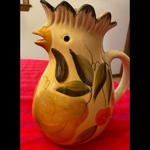 Handmade /Hand Painted Rooster Pitcher Made in Italy by Pizzato